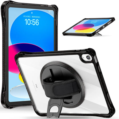 For ipad 10th Generation Case 10.9 inch 2022 Shockproof Transparent Wrist Strap Rotating Stand For ipad 10th A2757 A2777 A2696
