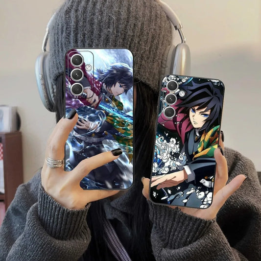 Demon😈Slayer Mobile Phone Case for Samsung Galaxy S24 S23 S22 Ultra Black Phone Cover
