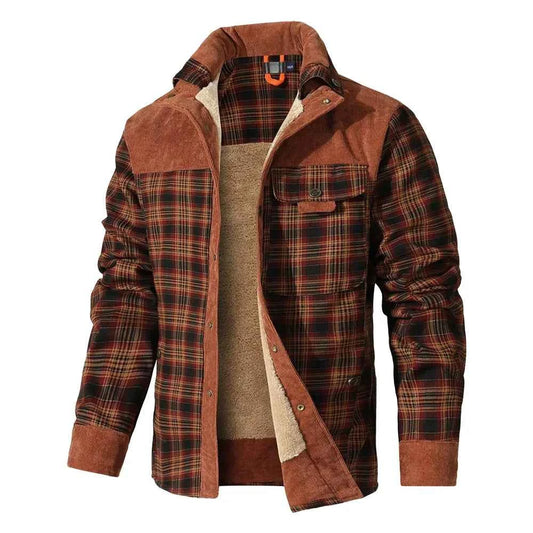 Men's Jackets Winter Windproof Warm Casual Bomber Coat Plaid Sherpa Lined Flannel Outdoor Classic Jacket Men US Size