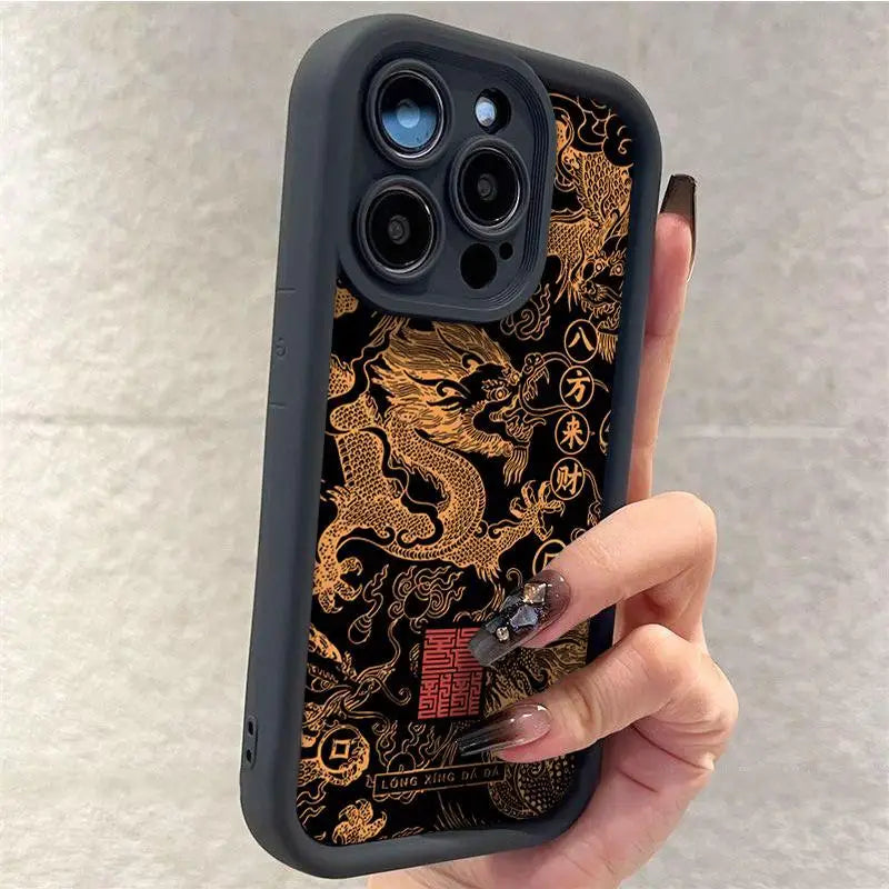 Luxury Fashion East Dragon Soft Phone Case for Samsung Galaxy S24 Ultra S23FE S22 S21 Plus A54 A55 A53 A15 A35 A14 A34 A32 Cover