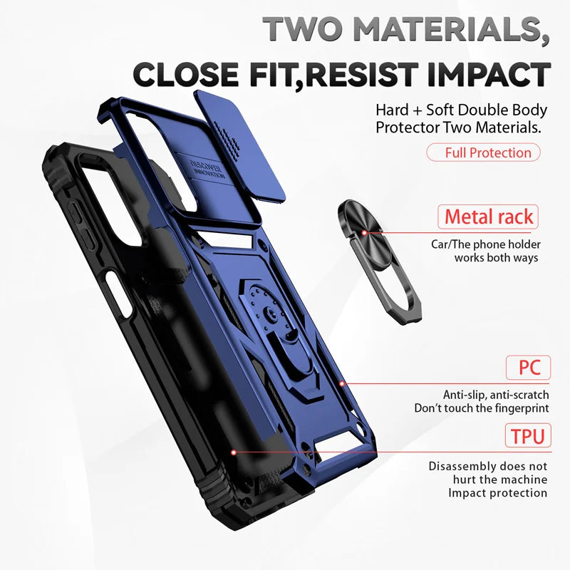 Armor Shockproof Magnetic Ring Stand Holder Case For Samsung Galaxy A55 A54 A53 A52 A53 A34 A05 Lens Cover 360° rotating bracket