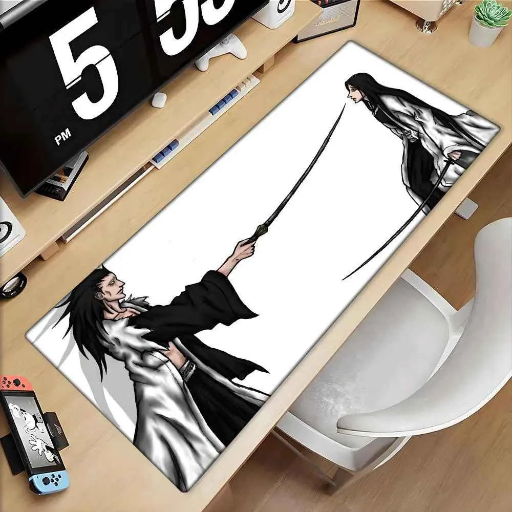 Large Mouse Pad black white Anime BLEACH Mause Mats Gaming Accessories Office Gamer Keyboard Desk Mat Unohana Retsu Mousepad