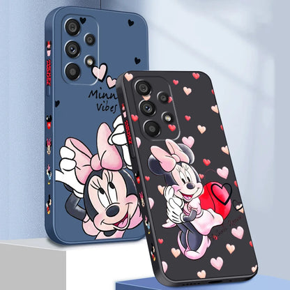 Funda de teléfono con personajes de dibujos animados de Anime, cuerda izquierda líquida rosa para Samsung Note 20 10 A54 A31 A14 A03 A22 A34 A04 A24 Ultra Plus 5G