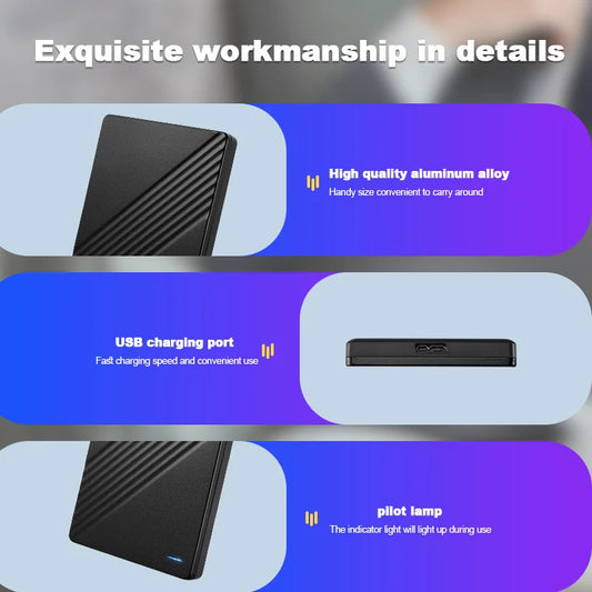 Portable External HD 1TB External Hard Drive HDD 500GB 250GB Memory USB 3.0 High Speed Flash Drive For Laptop PC MacBook PS4 PS5 by XLON