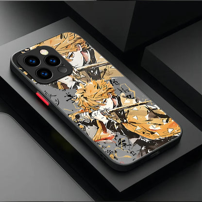 Cartoon Demon Slayer Phone Case For iPhone 16 15 14 13 12 11 Pro Max X XR XS 7 8 Plus SE 2020 Matte Hard Shockproof Back Cover
