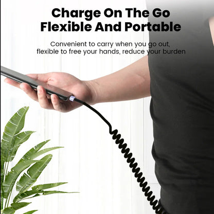 20CM To 1M Car Spring Cable 66W Short Fast Charging Wire Type C TO Type C Cable For iPhone 15 Huawei Xiaomi Samsung USB C Cable