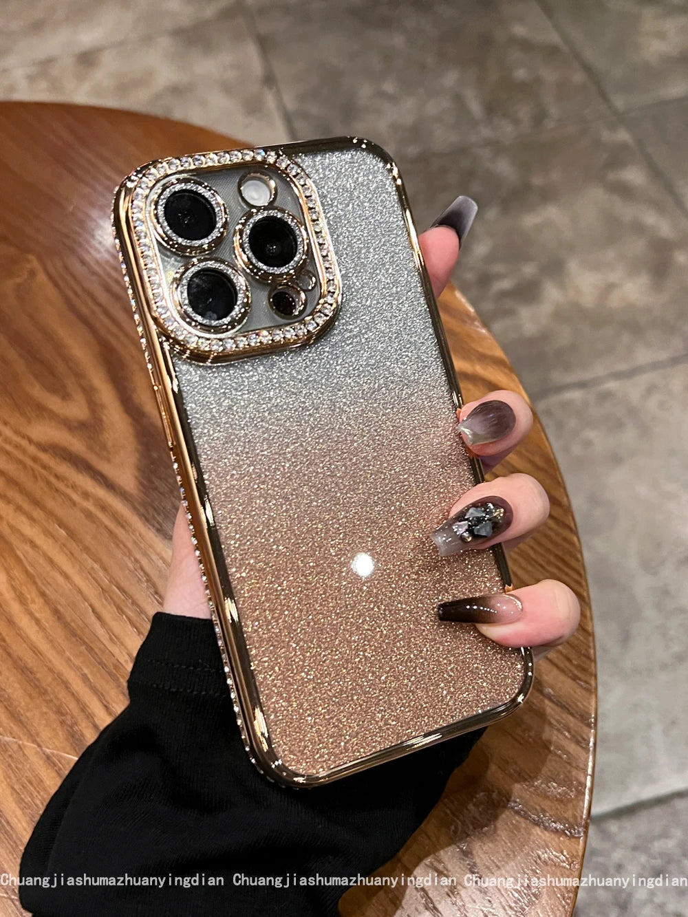 Luxury Plating Diamond Rhinestone Glitter Case For iPhone 11 12 13 14 15 16 Pro Max Plus Transparent Bling Soft Silicone Cover