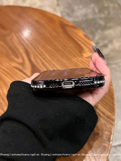 Luxury Plating Diamond Rhinestone Glitter Case For iPhone 11 12 13 14 15 16 Pro Max Plus Transparent Bling Soft Silicone Cover