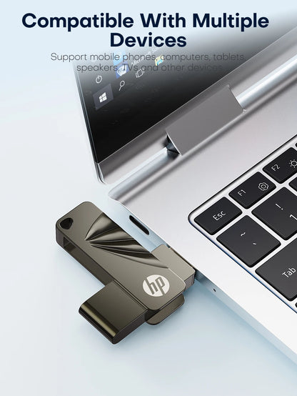 HP USB3.2 Flash Drive 32GB 64GB High Speed USB Sticks 128GB 256GB External Storage Metal Pendrive