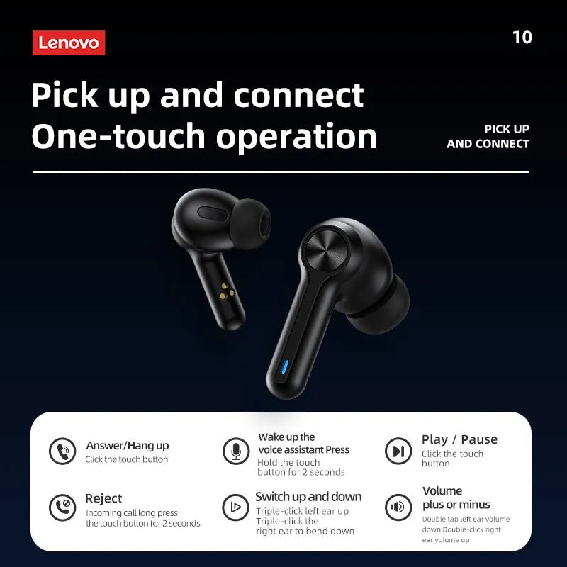 Lenovo LP3 Pro auriculares TWS Bluetooth 5,0 inalámbricos HIFI auriculares de música pantalla 1200mAh batería auriculares para juegos