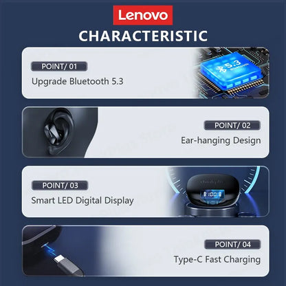 Lenovo LP75 Bluetooth 5,3 auriculares TWS deporte inalámbrico auriculares LED pantalla Digital estéreo HiFi reducción de ruido auriculares para juegos