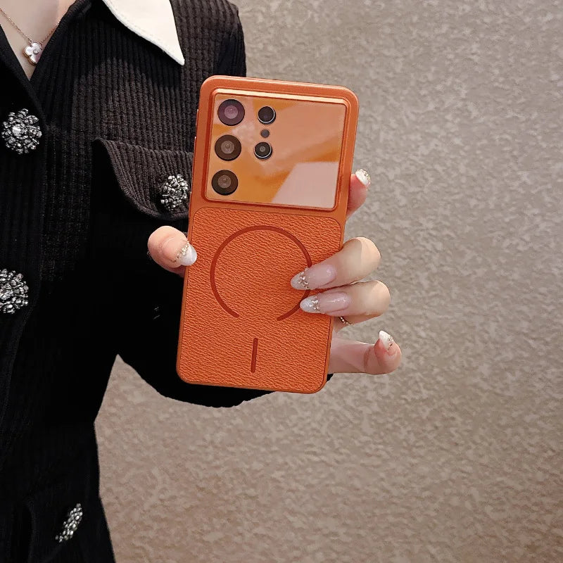 Elegance Soft TPU Leather Phone Case with MagSafe Compatibility for Samsung Galaxy S Series