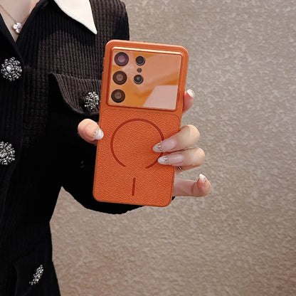 Elegance Soft TPU Leather Phone Case with MagSafe Compatibility for Samsung Galaxy S Series