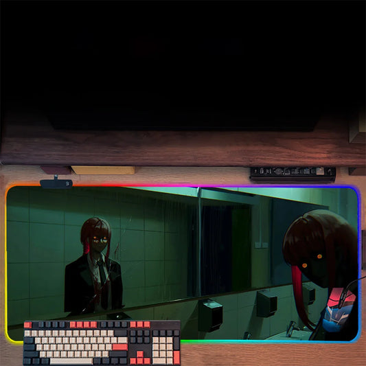 Makima Chainsaw Man RGB Pc Gamer Keyboard Mouse Pad Mousepad LED Glowing Mouse Mats Rubber Gaming Computer Mausepad
