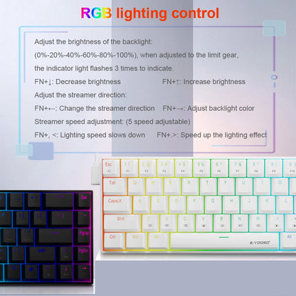 E-YOOSO Z686 RGB USB 60% Mini slim Mechanical Gaming Wired Keyboard Red Switch 68 Keys Gamer for Compute PC Laptop