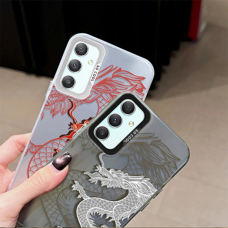 Luxury Dragon Phone Case For Samsung Galaxy A53 A33 A73 A05S A15 A35 A55 A13 A23 A22 A32 A52 A52S A72 A51 A71 Laser Soft Cover