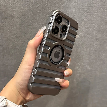 For Magsafe Logo Hole Hollow Heat Dissipation Case For iPhone 16 15 14Plus 13 12 11 Pro Max Magnetic Wireless Charge Matte Cover