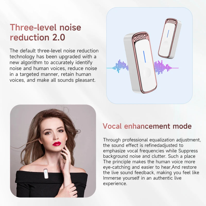 Lavalier Clip Wireless Microphone Gaming Live Broadcast Mic Noise Cancellation Portable Audio Video Recording For Iphone Android