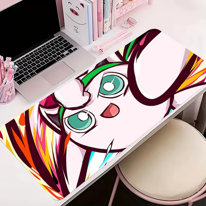 Gaming Mouse Pad Large Gamer Keyboard Desk Anime Mouse Mat Carpet P-pokemon Jigglypuff Rubber Playmat Notbook Pc Mousepad