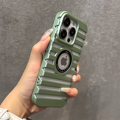 For Magsafe Logo Hole Hollow Heat Dissipation Case For iPhone 16 15 14Plus 13 12 11 Pro Max Magnetic Wireless Charge Matte Cover