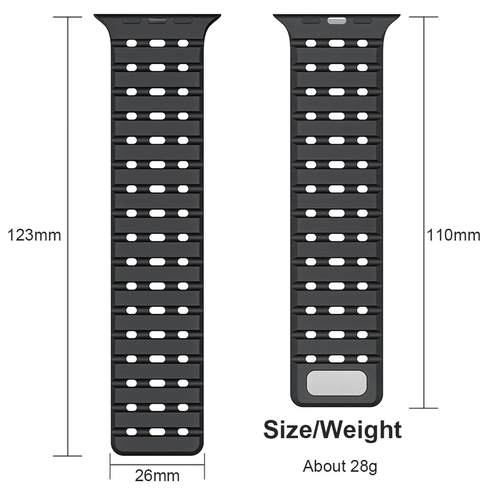 Magnetic Sport Breathable Silicone Strap For Apple Watch Ultra 2 49mm SE 45mm 44mm 42mm Band Replacement Watchband Bracelet