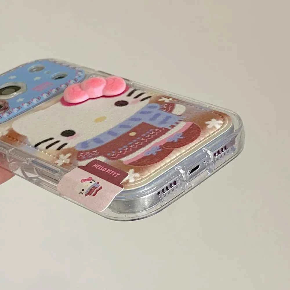 Luxury Cute Flower Lens Leather Scarf KT Case Phone Case For iPhone 17 Pro Max 16 Pro Max 15 Pro 14 Pro Max 13 Shockproof Cover