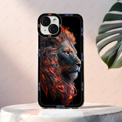 Lion Pattern Phone Case For iPhone 16 15 14 13 12 11 Plus Pro Max Mini XS X XR Soft Silicone Cover