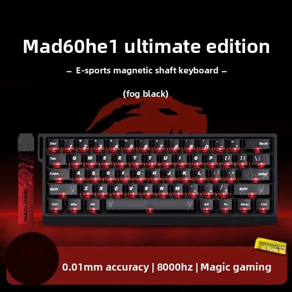 MADLIONS MAD 60/68HE Gaming Magnetic Switch Keyboard 61/68 Key Web Drive 8K Wired Custom Return RT Adjustable Keystroke Hot Swap