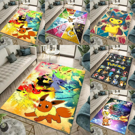 MINISO Cartoon Pokemon Theme Carpet Rug for Home Living Room Bedroom Sofa Doormat Decor,Children Play Area Rug Floor Mats Gift