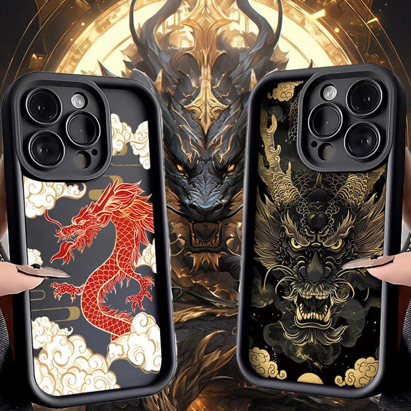 Luxury Fashion China East Dragon Soft Phone Case For iPhone 11 12 13 14 15 Pro Max XR XS X 7 8 Plus SE 2020 Silicone INS Covers