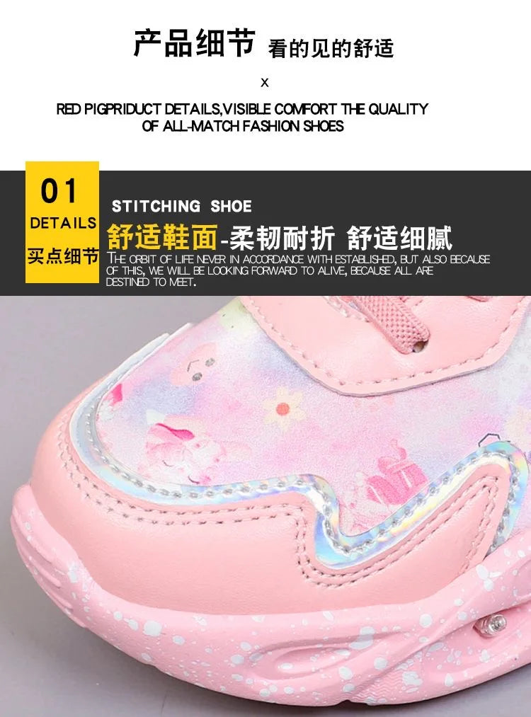 Girls Spring New Fashion Luminous LED Sneakers Toddler Casual Pink Sports Shoe Children Winter Warm Soft Footwear Size  22 to 36