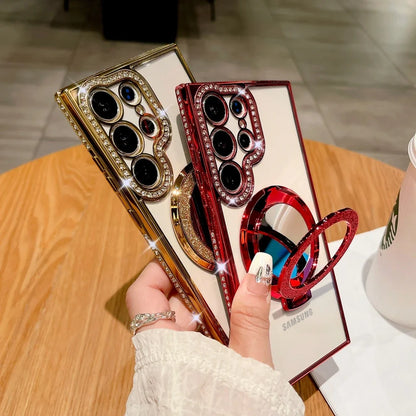 For Samsung S24 S25 Ultra Mirror Magsafe Case for Samsung Galaxy S23 S22 Ultra Plus A16 A06 A55 A54 Luxury Diamond Plating Cover