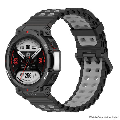 Marine band for Amazfit watch T-rex 3/2/ultra two-tone elastic silicone strap for T-Rex/T Rex Pro breathable sport bracelet