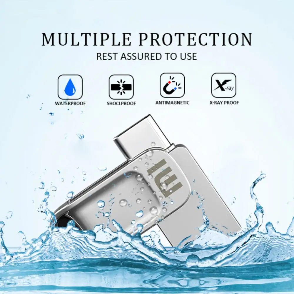 Original XIAOMI 2TB Metal Flash Drive USB 3.1 U Disk 2 IN 1 1024GB 512gb 1TB Pen Drives Waterproof Memory Stick Type C Adapter