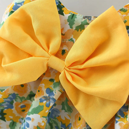 2Pcs/Set Flowers Baby Girl Dresses Summer Fashion Toddler Children Clothes Beach Smooth Dress Kid's Costume + Hat 0 To 3 Y