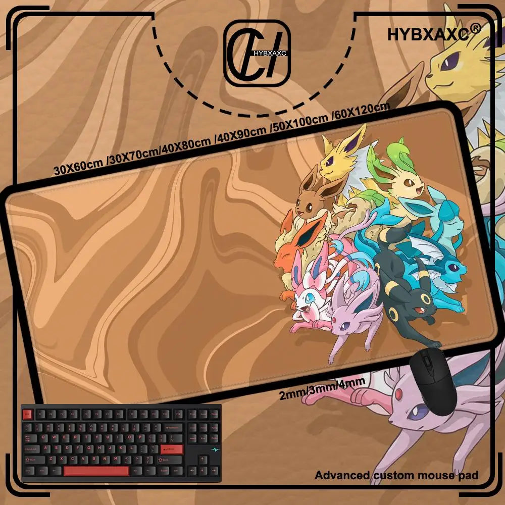 Anime Pokemon Mouse Pad Gengar Greninja Mewtwo Charizard Eevee XXL Mousepad Computer Keyboard Pad Manga Accessories Desk Mat