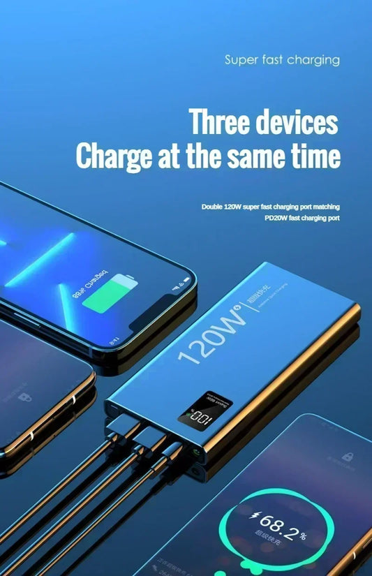 120W High Capacity Power Bank 50000mAh Fast Charging Powerbank Portable Battery Charger For iPhone  Samsung Huawei