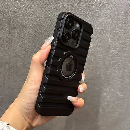 For Magsafe Logo Hole Hollow Heat Dissipation Case For iPhone 16 15 14Plus 13 12 11 Pro Max Magnetic Wireless Charge Matte Cover