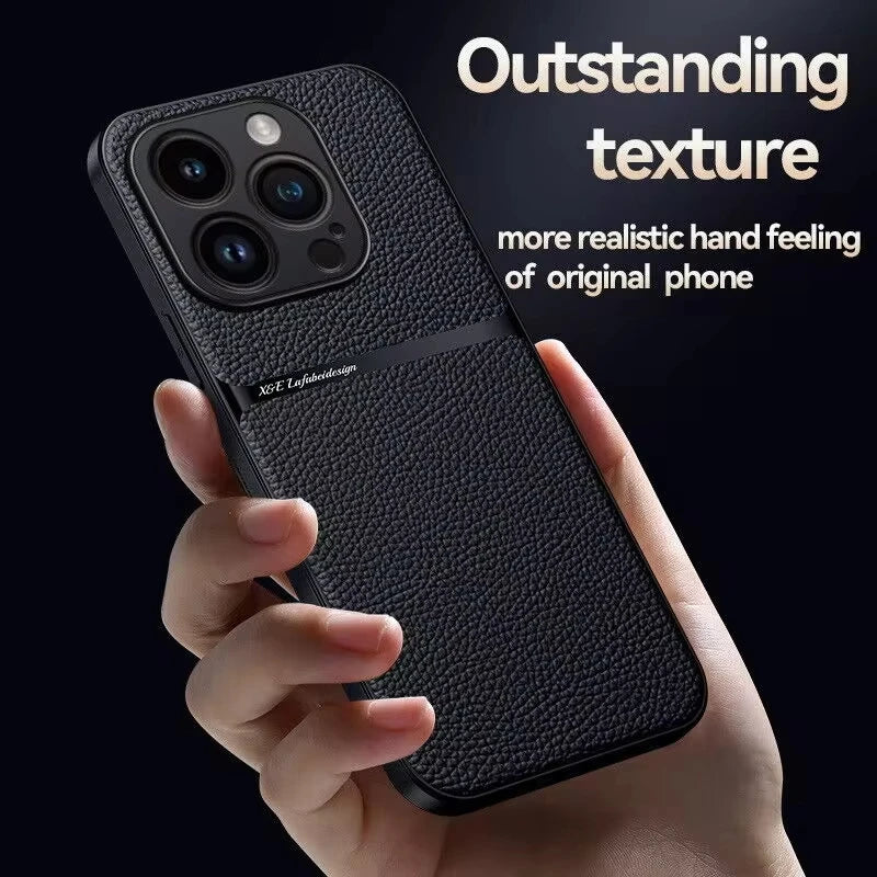 Magnetic Leather Phone Case For iPhone 16 13 12 11 Pro Max Matte Cases For iPhone 15 14 Pro Max 16 Plus Lens Protector Cover