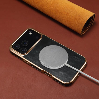 Luxury Oil Wax Cowhide Leather Case for iPhone 16 Pro Max 17 Air 15 Plus 14 Pro 13 12 Lens Electroplating Protective Phone Cover