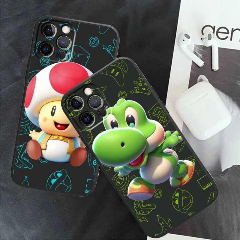 Mario Brossss Game Art For Apple iPhone 14 13 12 11 X XS XR 8 7 6 Pro Plus Max Mini 5 SE Black Phone Case