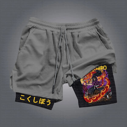 25 Summer Hot-selling New Anime Ghost Annihilation Blade 3D Printing Fake Two-piece Shorts Outdoor Casual Breathable Shorts