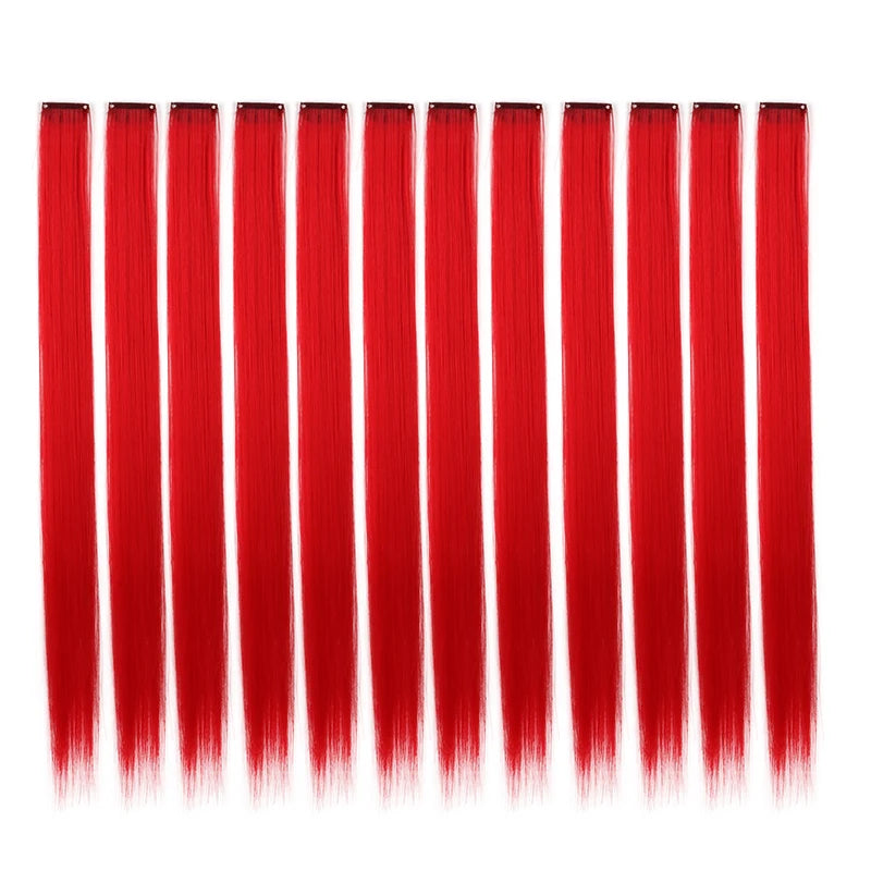 22Inch Colored Party Synthetic Clip in Hair Extensions for Girls Multi-colors Long Straight Hair Rainbow Hairpieces