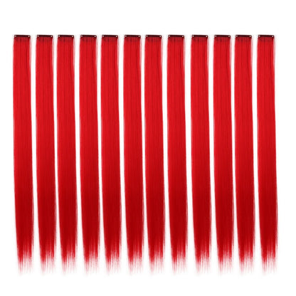 22Inch Colored Party Synthetic Clip in Hair Extensions for Girls Multi-colors Long Straight Hair Rainbow Hairpieces