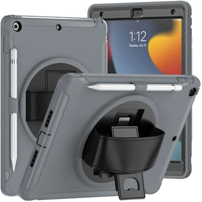 360 Degree Rotate Stand Case For iPad 9 8 7 7th 8th 9th Generation 10.2 inch Drop Resistance Cover with Pencil Holder Hand Strap