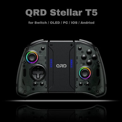QRD Stellar T5 Wireless Joypad for Nentindo Switch/Lite/Oled Hall Effect Joystick 8 Colors LED Light Programmable turbo & Macro
