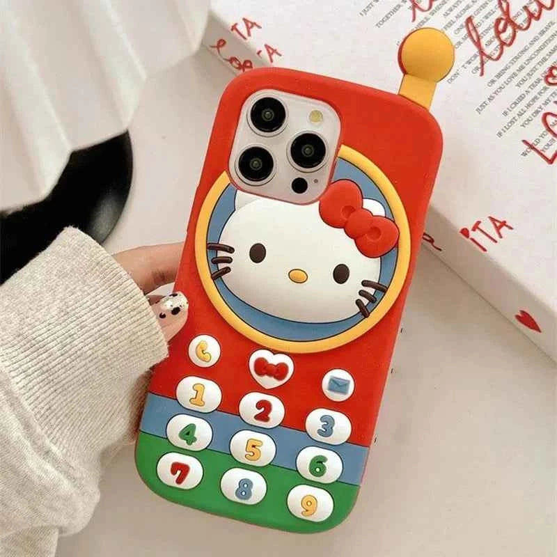 3D Phone Shaped Colorful Cat Silicone Cover Case For 13 14 15 16 Pro Max 11 12