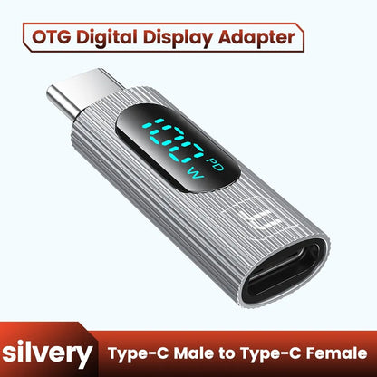 Toocki OTG Adapter 100W Digital Display USB Type C Male to Type C Female OTG Adapter PD Fast Charging Convertor For Xiaomi Redmi