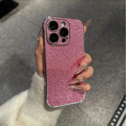 Luxury Bling Glitter Leather Case For iPhone 16 15 14 13 12 11 Pro Max Sparkling Soft Silicone Shockproof Plating Bumper Cover
