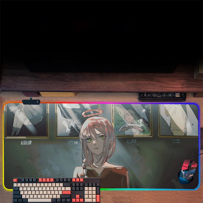 Makima Chainsaw Man RGB Pc Gamer Keyboard Mouse Pad Mousepad LED Glowing Mouse Mats Rubber Gaming Computer Mausepad